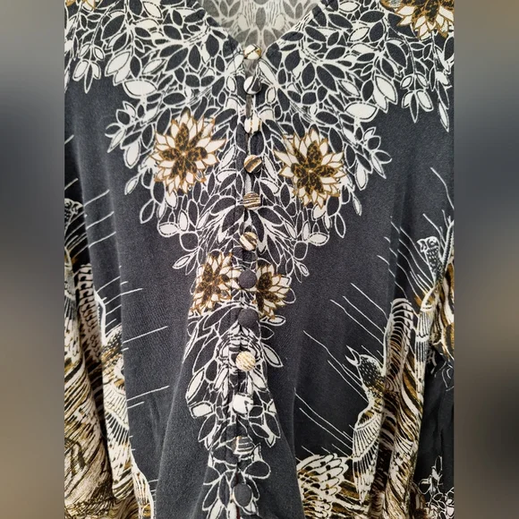 Free People XS Birds Of A Feather Floral Blouse black - Picture 4 of 9